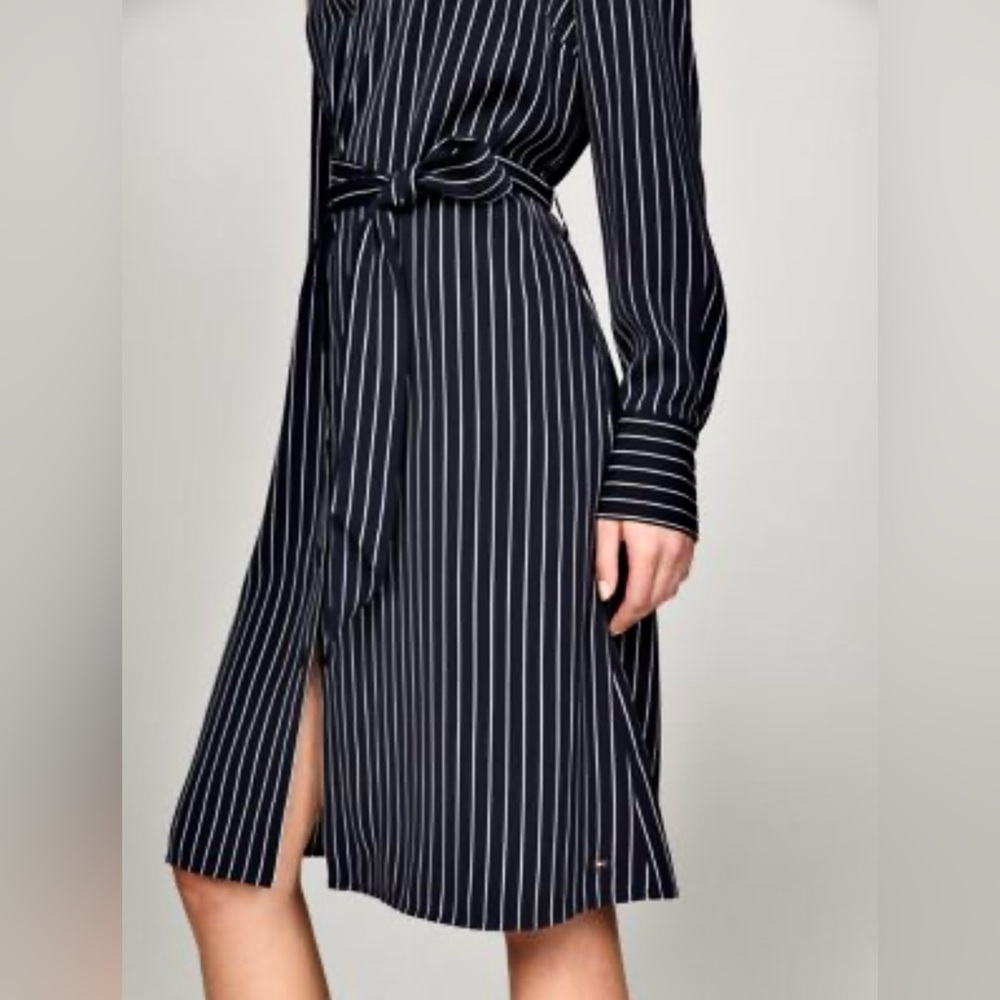 Tommy Hilfiger Women's Navy Striped Long Sleeve Dress